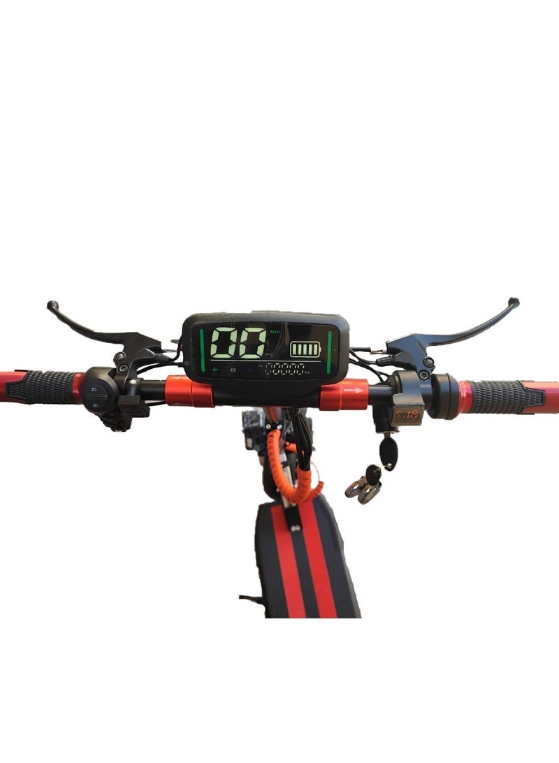 روهان وينجز سكوتر كهربائي للبالغين روهان وينجز KT4A، مزود بمحرك قوي ومتين، مدى يصل إلى 30 كم بفضل بطارية قوية 48V 13AH، سرعة ممتازة، مكبر صوت بلوتوث، مقعد مع إكسسوارات مجانية تشمل خوذة، حزام أمان، حامل موبايل، مضخة، مجموعة أدوات، وقفل. - Image 4